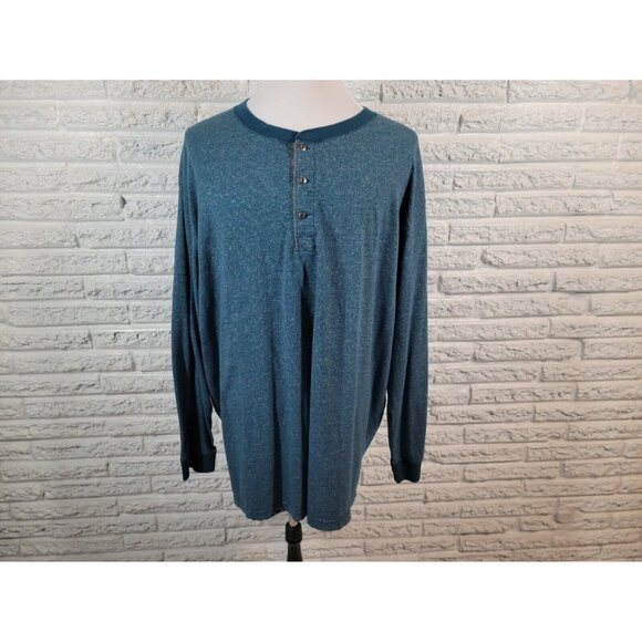 Foundry Tops - Foundry 3XL Blue Heather 1/4 Button Knit Shirt Pullover Big Tall BLU38E